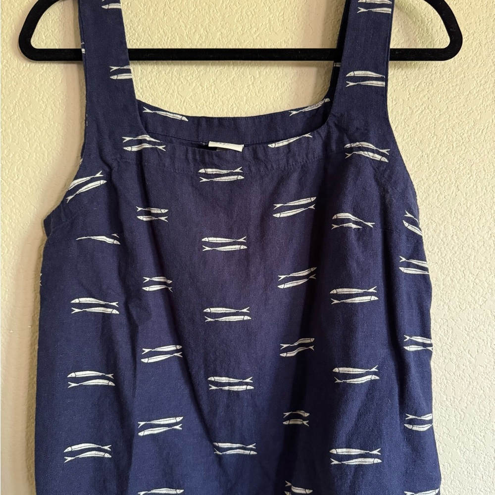 A New Day Navy Top with White Fish Design